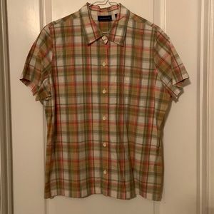 Liz Claiborne olive and orange striped blouse